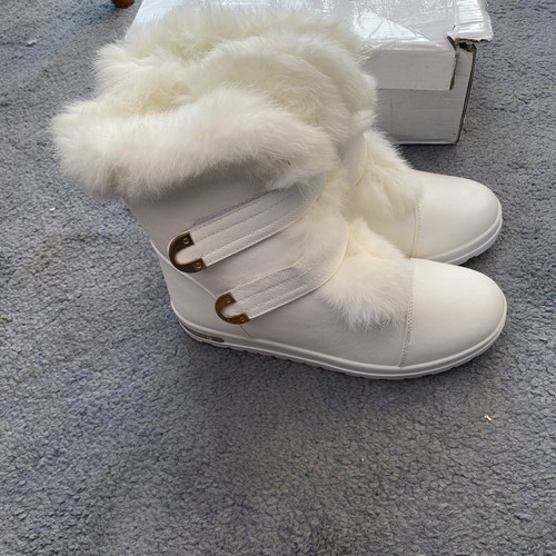fluffy white platform boots