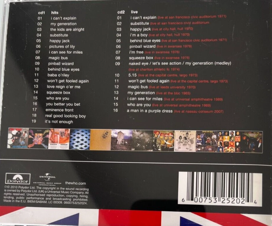 The Who, Greatest Hits & More, 2 X CD, CD1 Hits CD2 Live - Image 2 of 2
