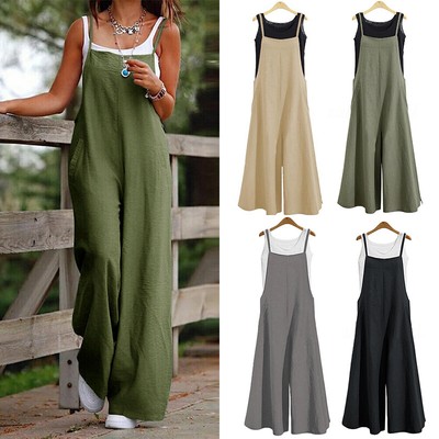 Women's Casual Plus Size Overalls Baggy Wide Leg Loose Rompers