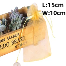 50 Pcs Gold 3.9''X5.9'' Drawstring Sheer Organza Gift Jewelry Candy Bags