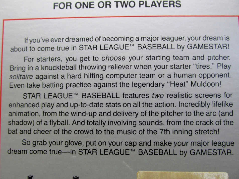 Star League Baseball, Commodore 64, Cassette, Game Star, 1983, CIB, Never Used - Image 2 of 4