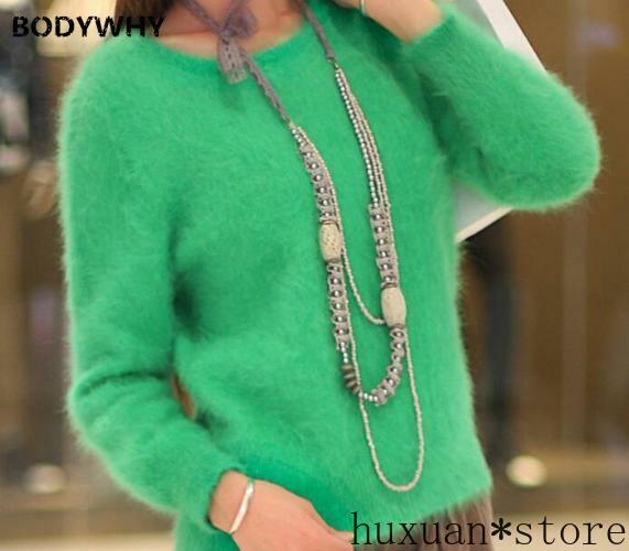 Womens Ladies Winter Rabbit Fur Mink Cashmere Warm Sweater Fluffy Fuzzy ...