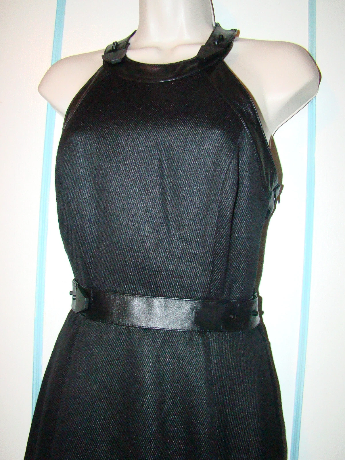 Abito Alexander Wang in pelle di lana nero taglia 0 nuovo con etichetta foderato in seta