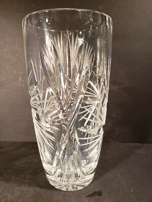 Clear Crystal Etched Starburst Pinwheel Vase 8