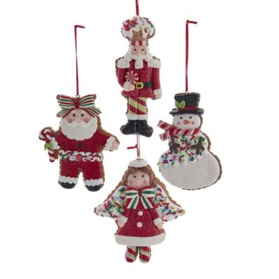 5'' Christmas Cookie Santa Snowman Nutcracker Ornament Set of 4