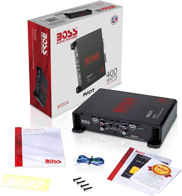 BOSS Audio A/B 4 Channel Amplifier 2/8 Ohm High/Low Level Inputs 400 High Output