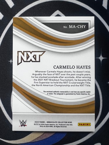 Panini Immaculate Carmelo Hayes Emerald Patch Auto /5 SSP RC WWE Mint Rare 2023 - Bild 2 von 2