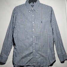 Ralph Lauren 100 Cotton Blue Plaid Long Sleeve Button-down Mens Shirt Size L