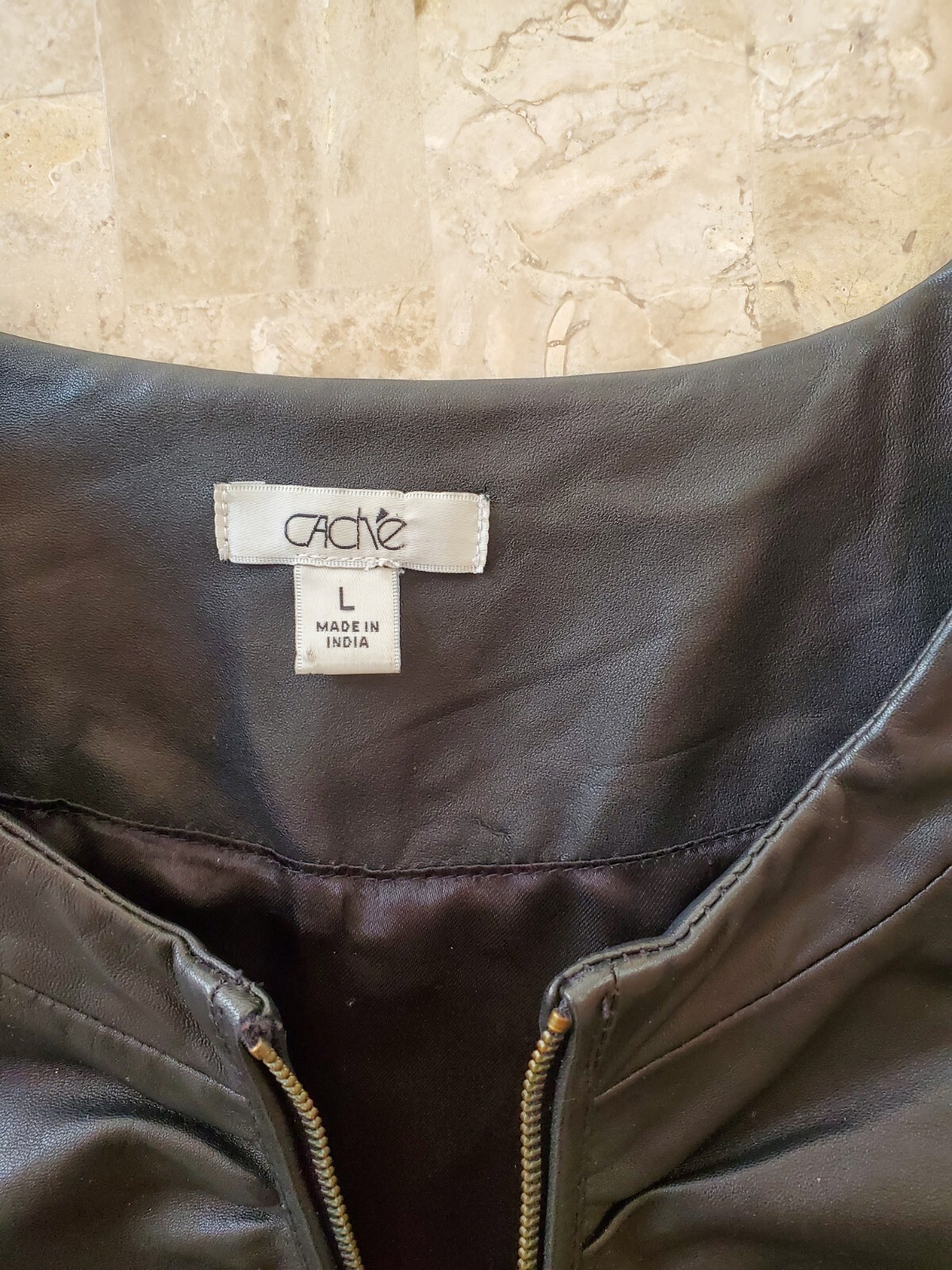 CACHÉ Leather Jacket Large Lightweight SOFT Zip B… - image 12