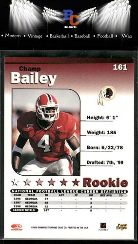 1999 Donruss Elite #161 Champ Bailey - Picture 2 of 2