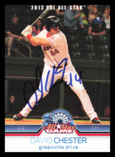 2013 Greenville Drive DAVID CHESTER Signed Card autograph auto RED SOX PITT