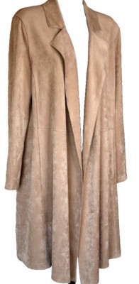 MARCCAIN Faux Suede Blazer Tan Sz 5 ( L US) knitted in Italy Ret: $ 985