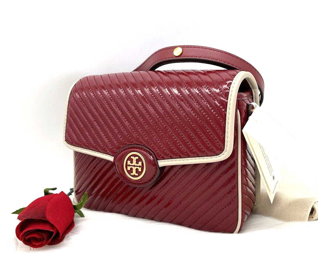 AUTH NWT $448 Tory Burch Robinson Patent Leather Quilted AUTH NWT $448 Tory Burch Robinson Patent Leather Quilted