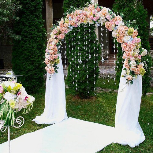 Metal/Wood Adjustable Size Wedding Arch Backdrop Stand &Drape Pampas Grass Decor - Picture 71 of 182