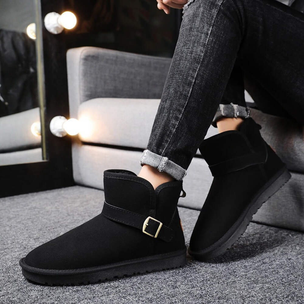 Men Winter Warm Plush Lined Casual Short Boots for Leisure