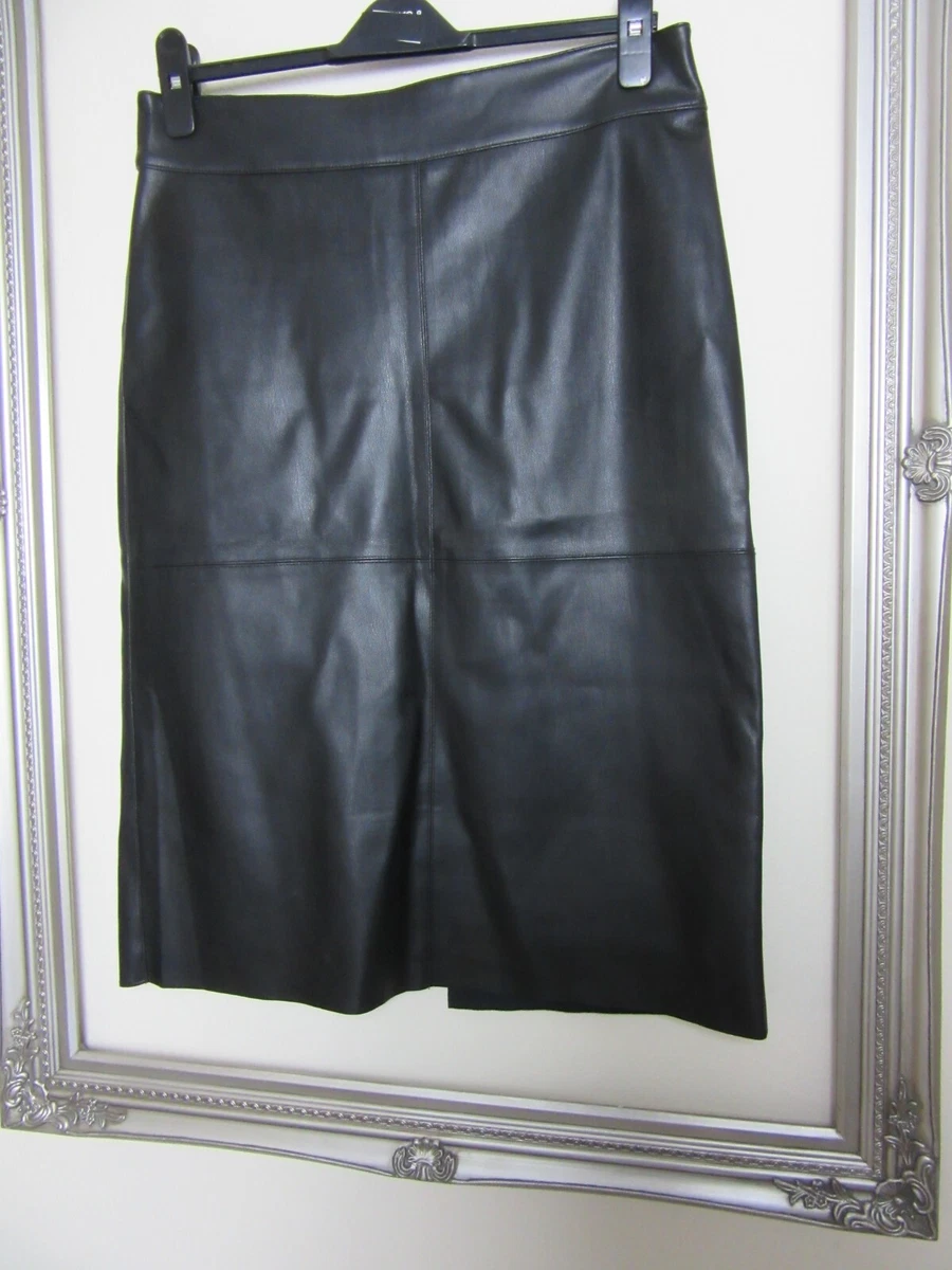 Dorothy Perkins ladies Black mock leather skirt Rock punk size