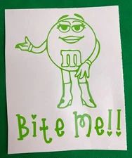 Bite Me Candy Green Vinyl Car Decal Bumper Sticker New Gift