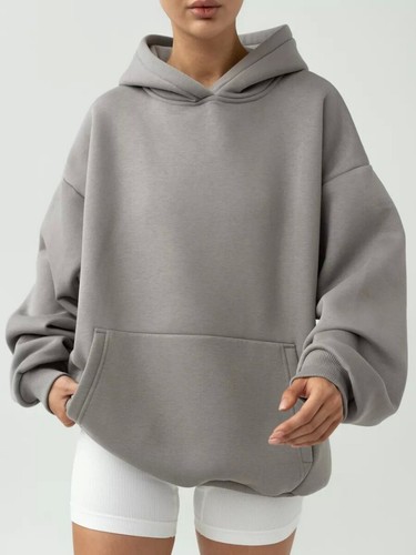 Neu Herbst Damenmode einfacher einfarbiger Hoodie lässig locker Sportshirt - Bild 8 von 29