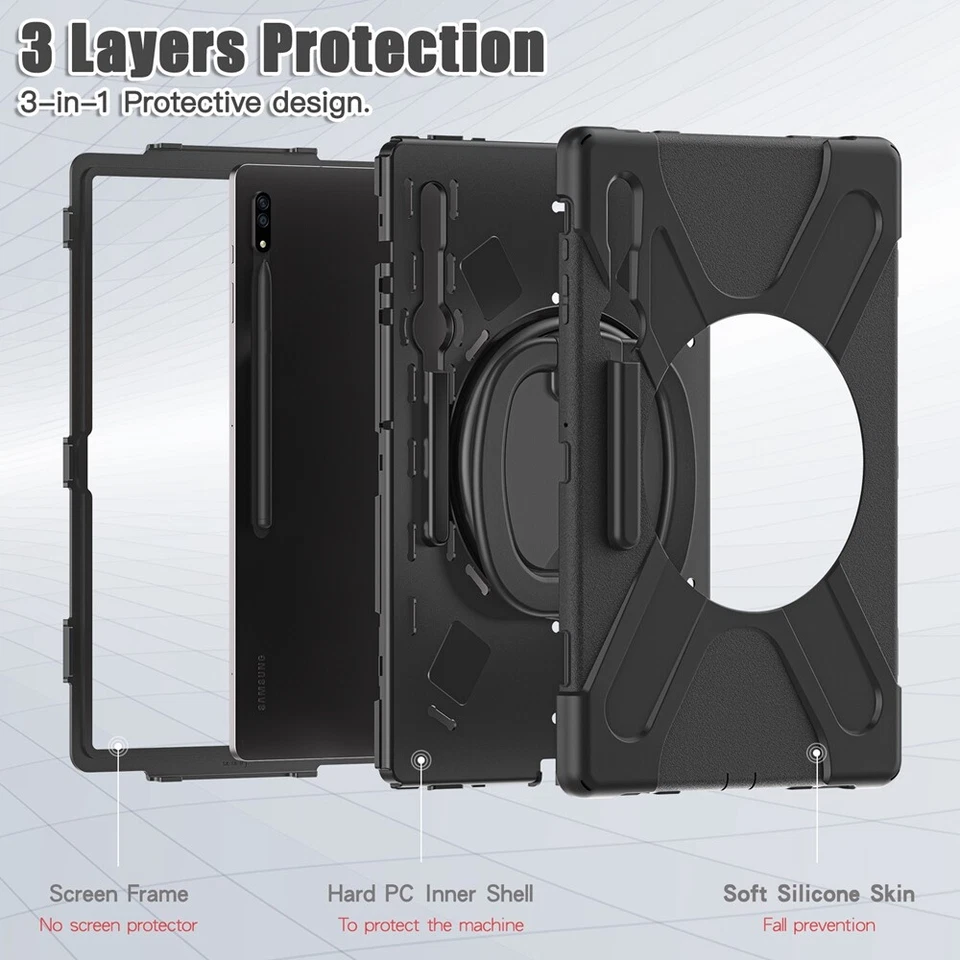 Rotating Shockproof Carry Tablet Case For Samsung Galaxy Tab S9 Ultra S9 Plus S8 - Image 4 of 4