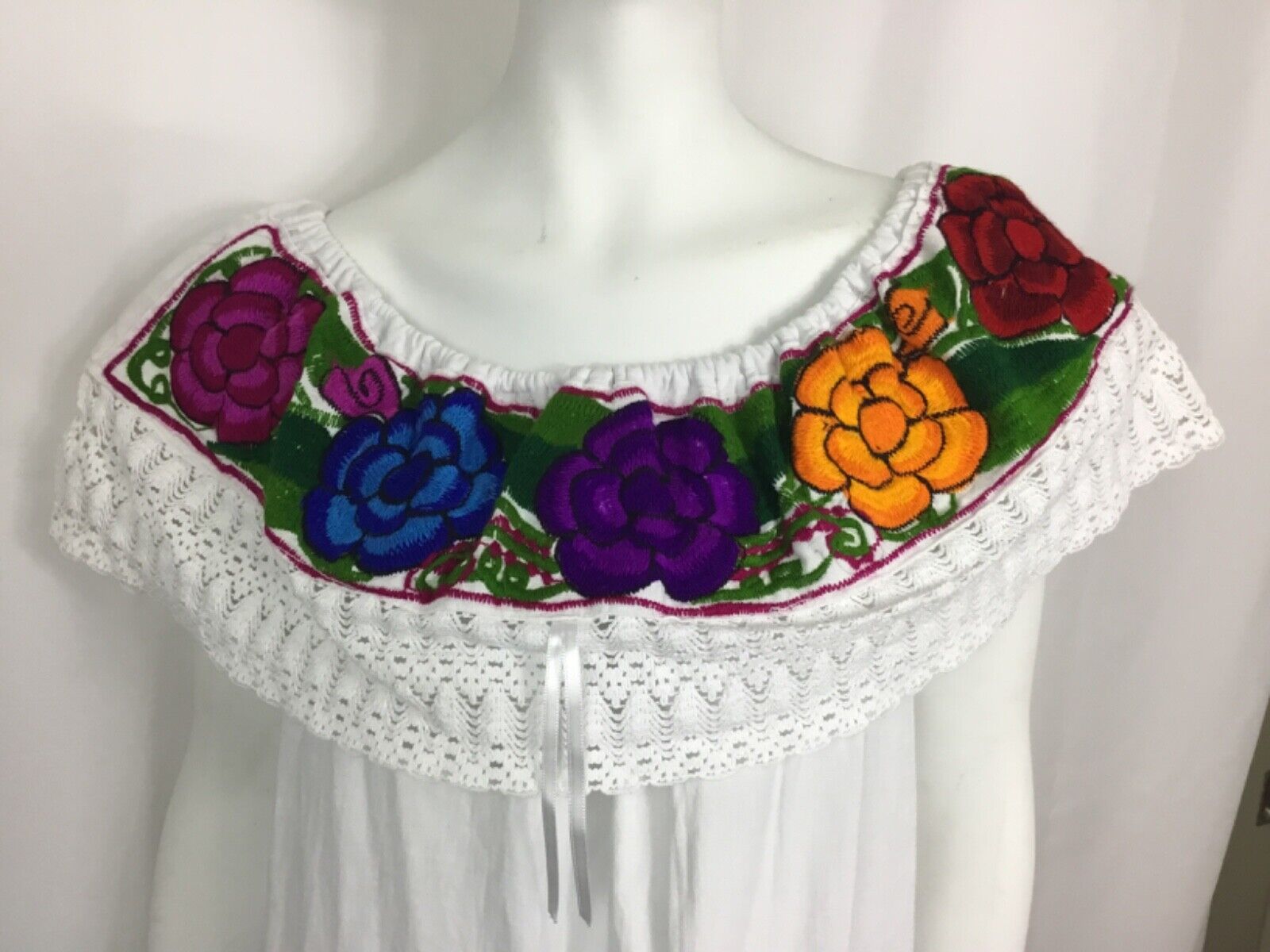 Mexican Dress Handmade Embroidered Dress Floral B… - image 2