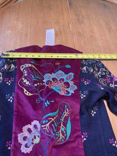 105 NWT IVKO Intarsia Fruit Floral Velvet Navy Cardigan Sweater 36 Sundance - Picture 8 of 11