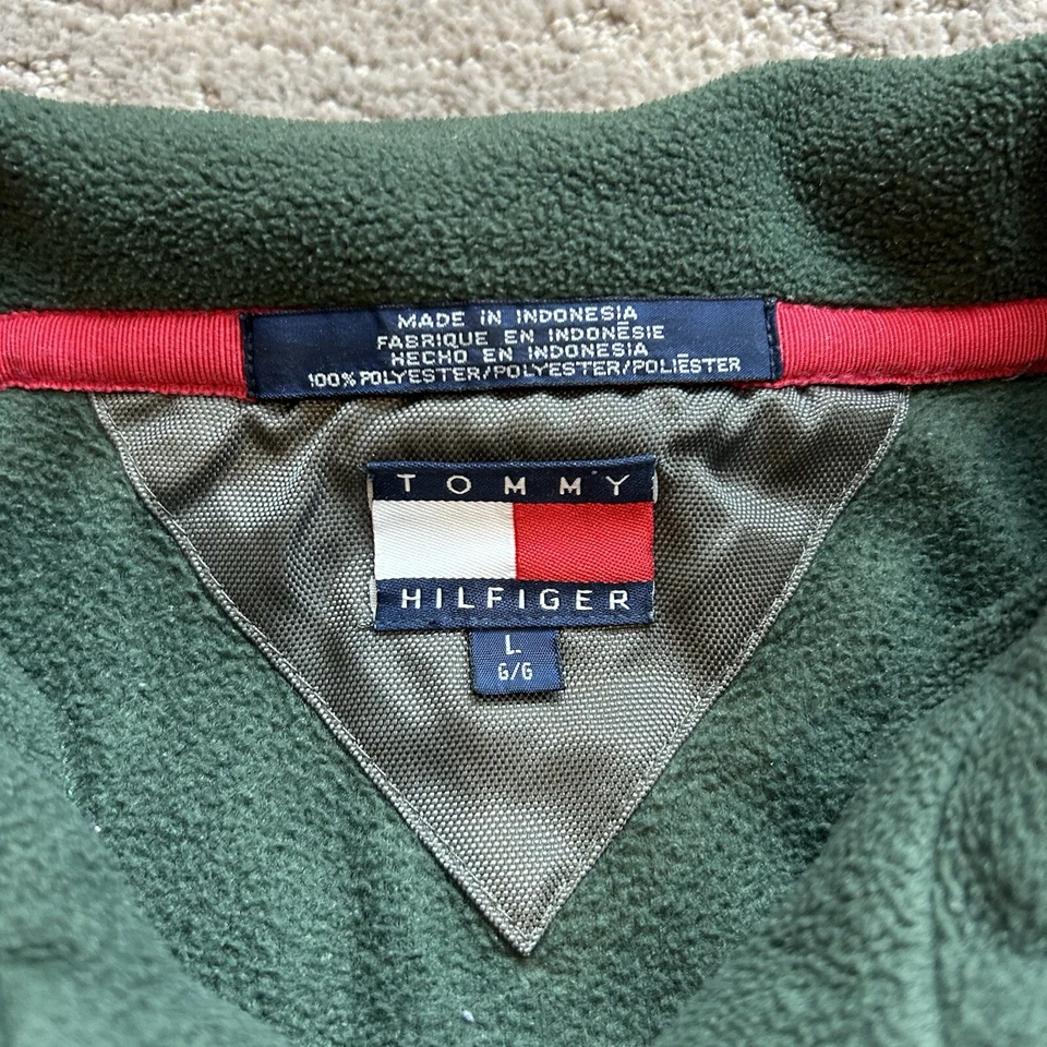 Chaqueta polar vintage Tommy Hilfiger para exteriores adulto grande 1/4 cremallera pulóver años 90 Foto 4 de 4
