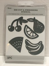 SEALED Darice Die Cut Embossing Stencil Summer Fruit 5pc