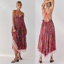 Free People Primmy Printed Midi Dress in  Heat Wave Combo Sz L