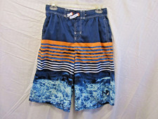 Nautica Boy's Swim Trunks Board Shorts Blue Orange White Pockets Size XL 18/20