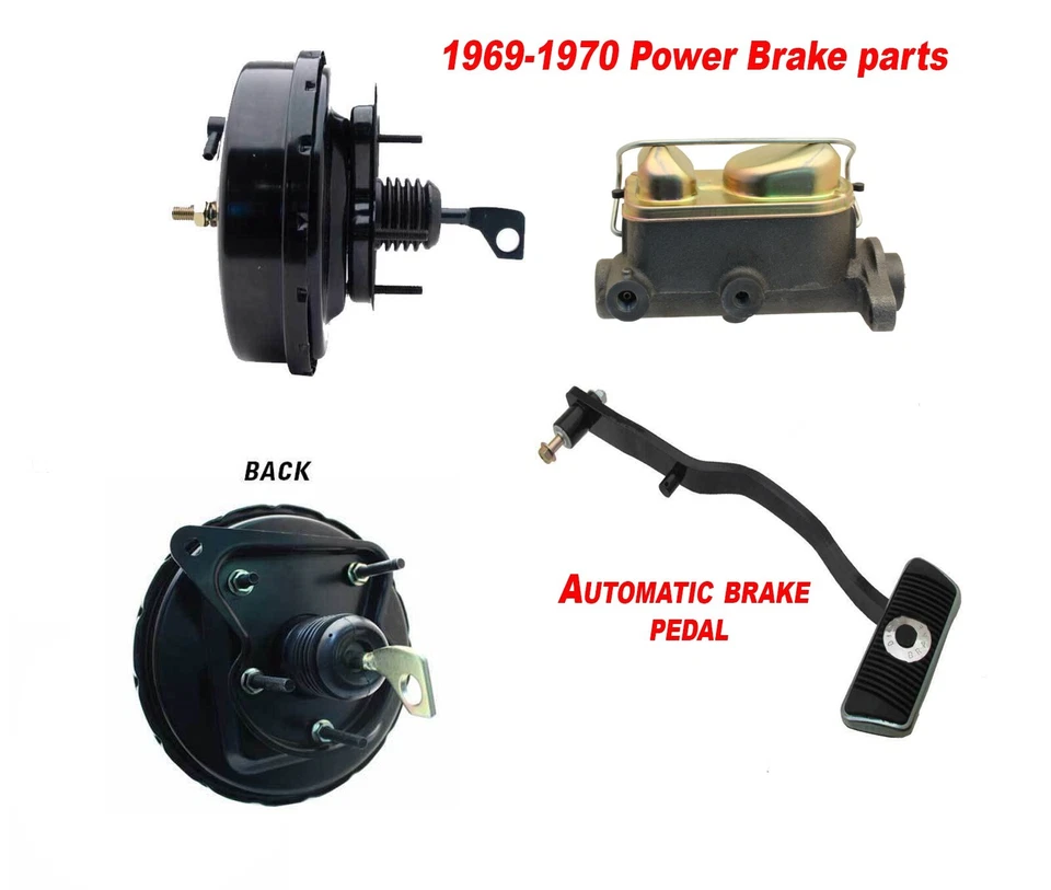 1967-69 Mustang Complete Front-Rear 9" Power Disc Brake Kit - Auto Trans, RED - Image 3 of 4
