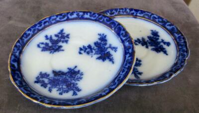 Two Stanley Pottery Company Touraine Flow Blue 5.75'' Saucers