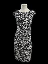 Catherine Malandrino 14 Cheetah Sheath Dress Asymmetrical Ruched Bodycon cougar