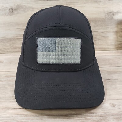 Tactical Hat Panel Cap Black USA Flag M/L Stretch Fit Patch Ready 