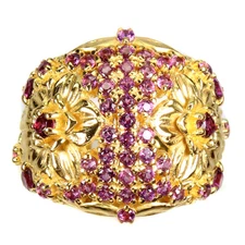 925 Sterling Silver Ring Round Rhodolite Garnet Natural Gemstone Jewelry Size 8