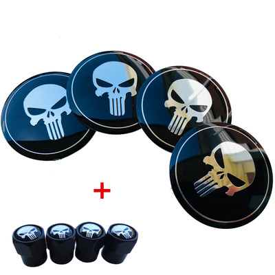 Decal Punisher 2.2'' & Tyre Valve Caps Stem 4x Wheel Centre Hub Cap Sticker