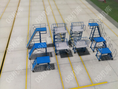 1/200 Airport Metal Passenger Aircraft Maintenance Rack 10Pcs/set Blue Silver