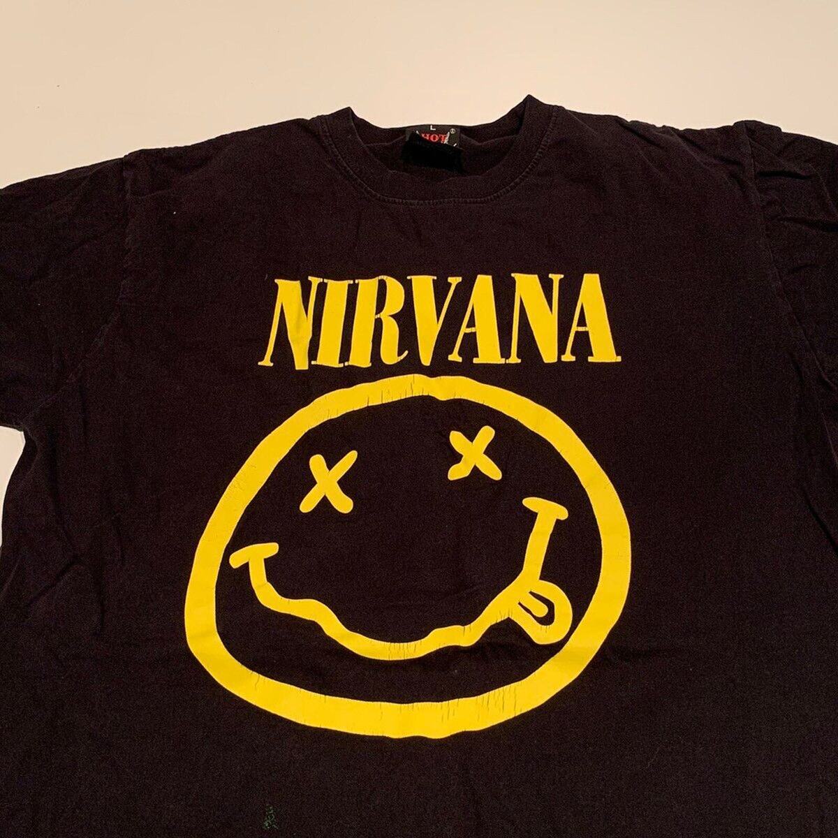 Vintage 2000s Nirvana Smiley Face Graphic Band T Shirt Large Vintage 2000s Nirvana Smiley Face Graphic Band T Shirt Large