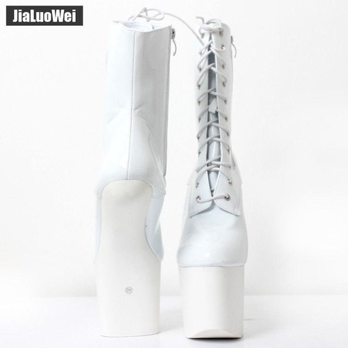 20CM Extreme High Pony Hoof Heelless No-Heel Sexy Platform Mid-calf Boots - Picture 4 of 11