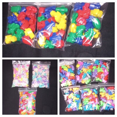 Lot of 12 bags Jewelry making beads /  Sea Life, Alphabet, Transport