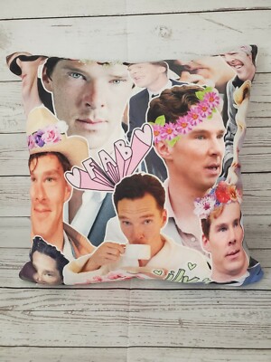 NEW Benedict Cumberbatch Throw Pillow outer 14x14 Fan collage Sherlock Strange 