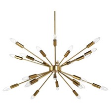 Mid-Century Modern Sputnik Chandelier Light Fixture 24-Light Brass Gold Finish