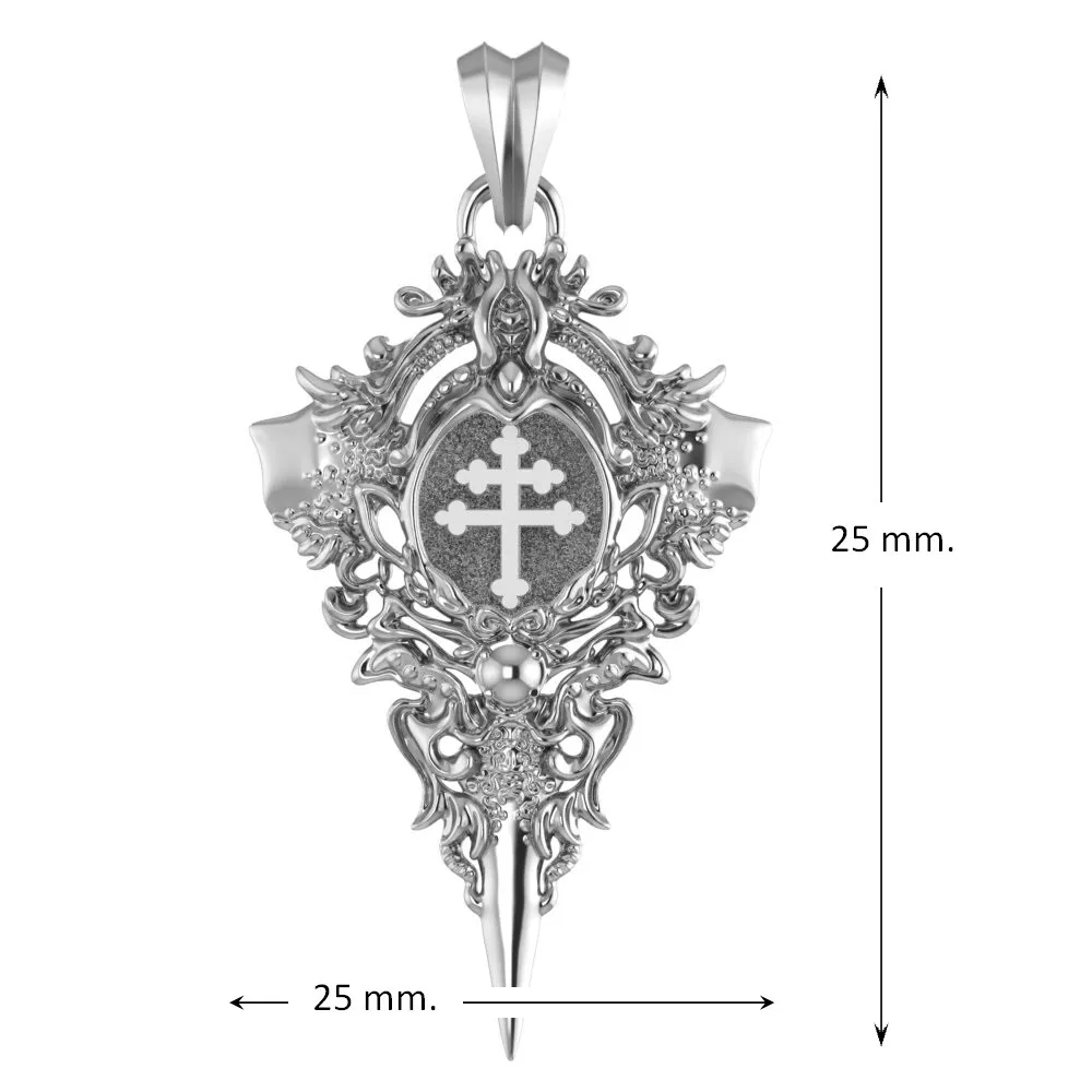 925 Sterling Silver Mens Cross of Lorraine Pendant Knights Templar