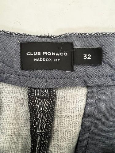 Club Monaco Shorts Maddox Fit Blue Print Chino Casual Mens Size 32 - Picture 3 of 8
