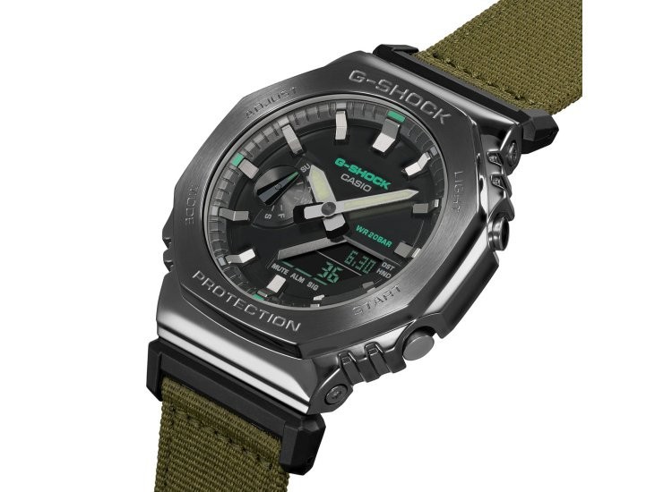 Casio G-STEEL 2100 Series Analog & Digital Green Cloth Band GM2100CB-3A