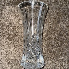 Vintage Crystal Vase with Patterns 12" Tall Heavy