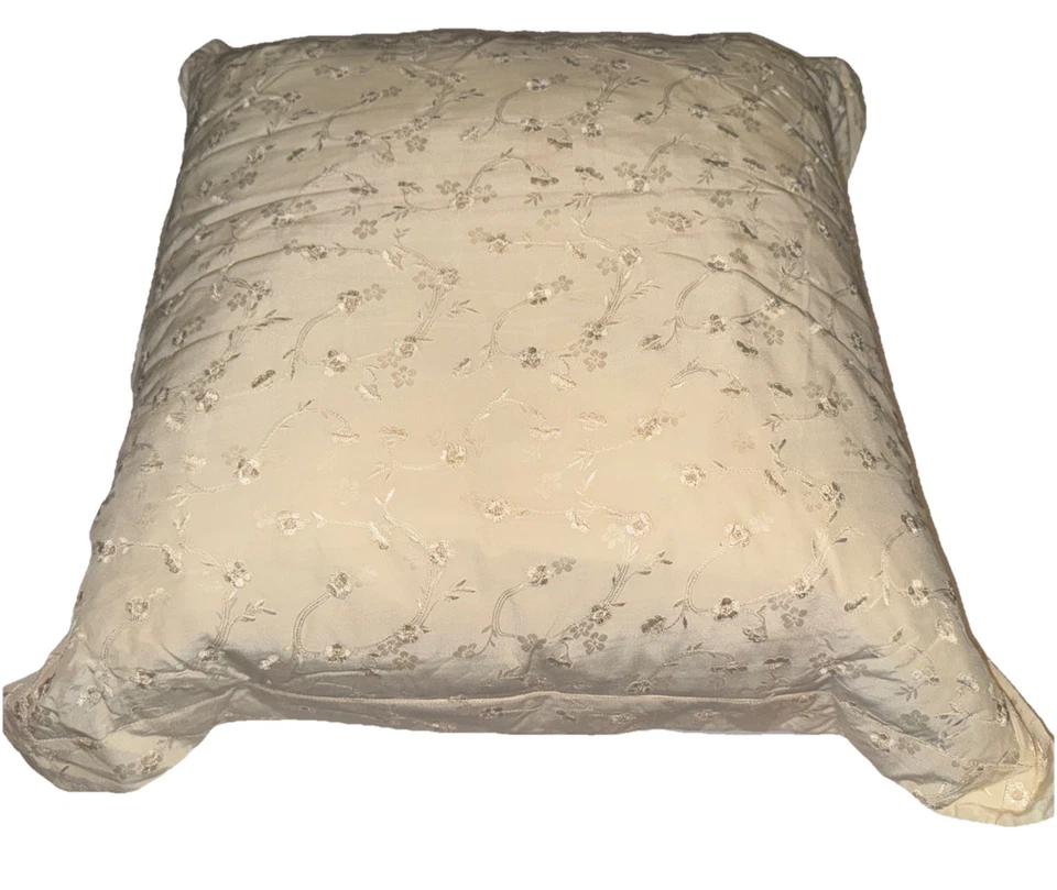 Ralph Lauren Whitehall Silk Cream Jacquard  Embroidery Pillow Sham 28” & Pillow! - Image 2 of 4