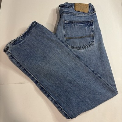 Abercrombie Fitch Jeans Mens 30x32 Blue Kilburn Low Rise Boot Distressed Cotton