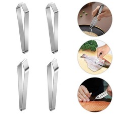 6 Pcs Removal Tweezers Stainless Steel Manual Tweezers Food Tweezers Set