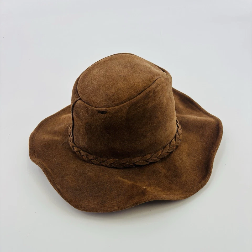 Шляпа ковбойская Minnetonka коричневая кожа размер L плетеная лента 7 1/2 вестерн - Изображение 3 из 4