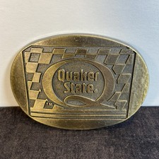 Quaker State- Motor Oil-Racing Car- Truck 1980s Vintage Belt Buckle